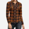 Tartan marron et orange era beige - Fond marron