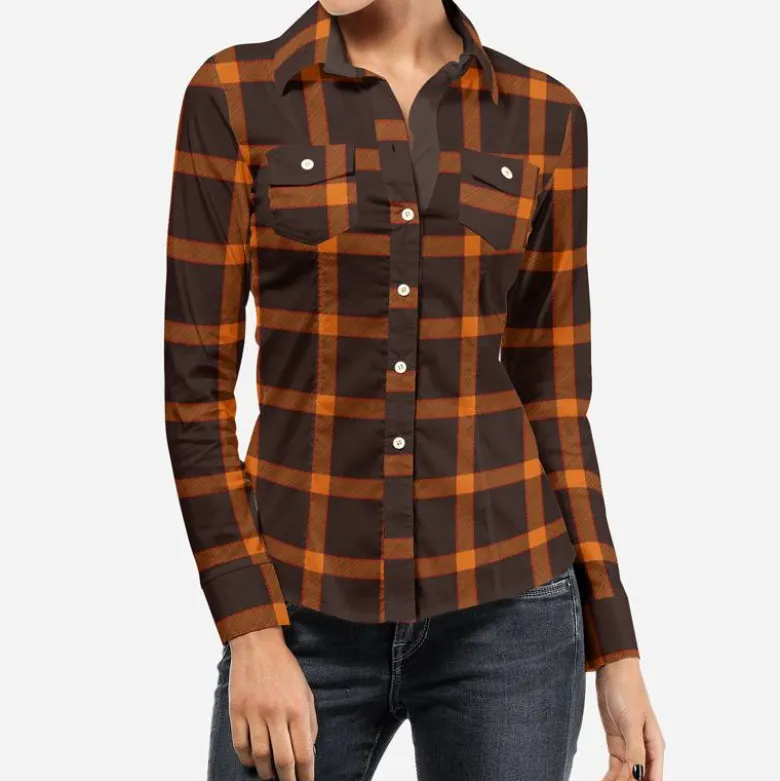 Tartan marron et orange era beige - Fond marron