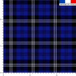 Tartan noir et blanc - Fond bleu foncé