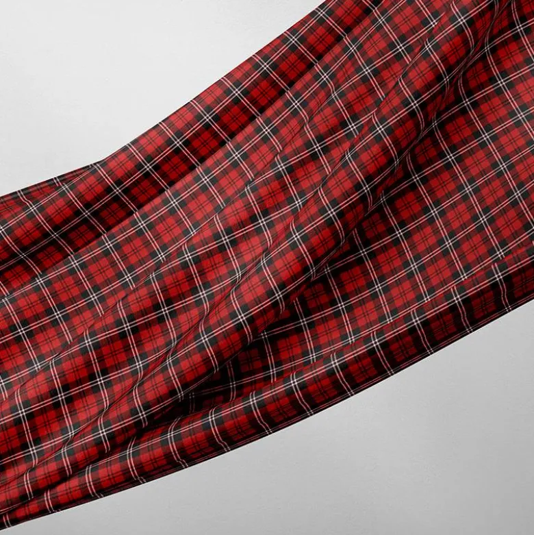 Tartan noir et blanc - Fond bordeaux