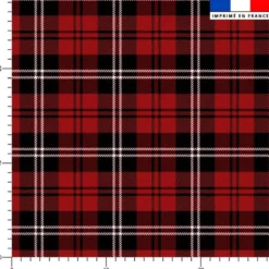 Tartan noir et blanc - Fond bordeaux