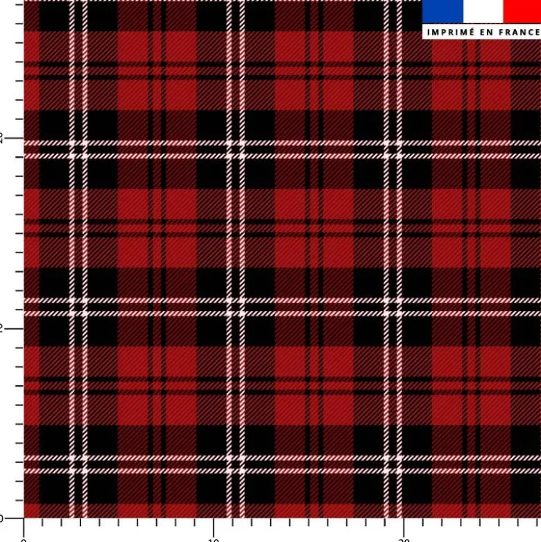 Tartan noir et blanc - Fond bordeaux