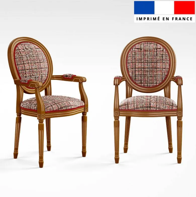 Tartan rouge effet tweed - Fond rouge