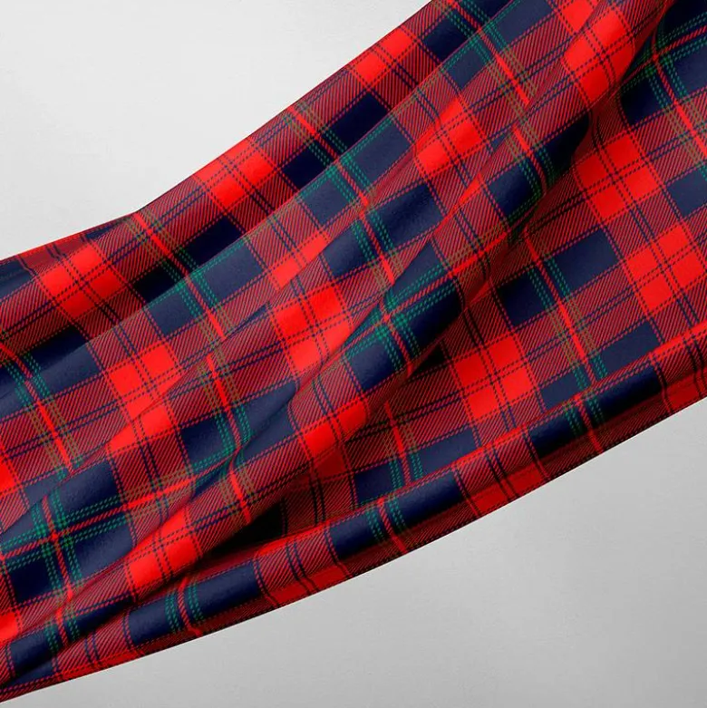 Tartan stewart bleu et vert - Fond rouge