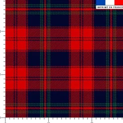 Tartan stewart bleu et vert - Fond rouge