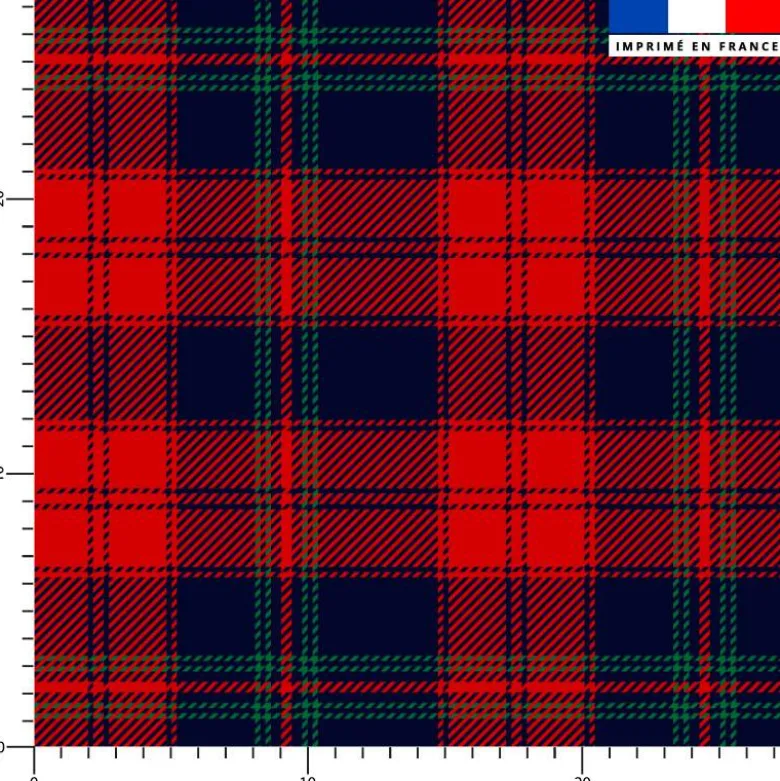 Tartan stewart bleu et vert - Fond rouge