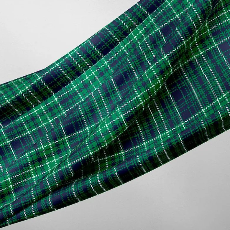 Tartan vert blanc bleu - Fond vert