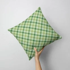 Tartan vert foncé - Fond vert clair