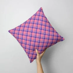 Tartan violet - Fond rose