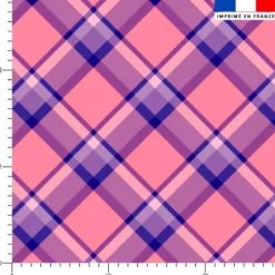 Tartan violet - Fond rose