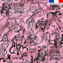 Tattoo de talismans noirs - Fond rose - Création Lili Bambou Design