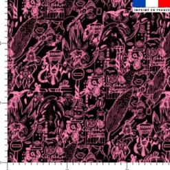 Tattoo de talismans roses - Fond noir - Création Lili Bambou Design