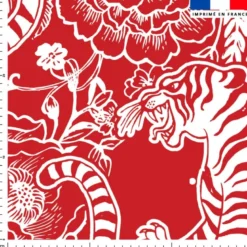 Tigre blanc asiatique - Fond rouge