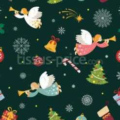 Tissu anges de Noël personnalisé