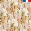Tissu anti-tâche pour nappe imprimé art déco rose et blanc