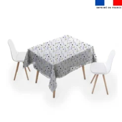 Tissu anti-tâche pour nappe imprimé bouton d'or lavande et abeille