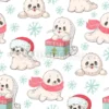 Tissu bébés phoques de Noël personnalisé