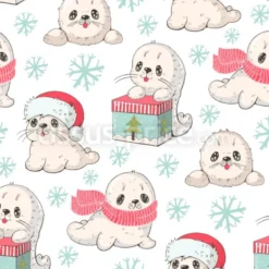 Tissu bébés phoques de Noël personnalisé
