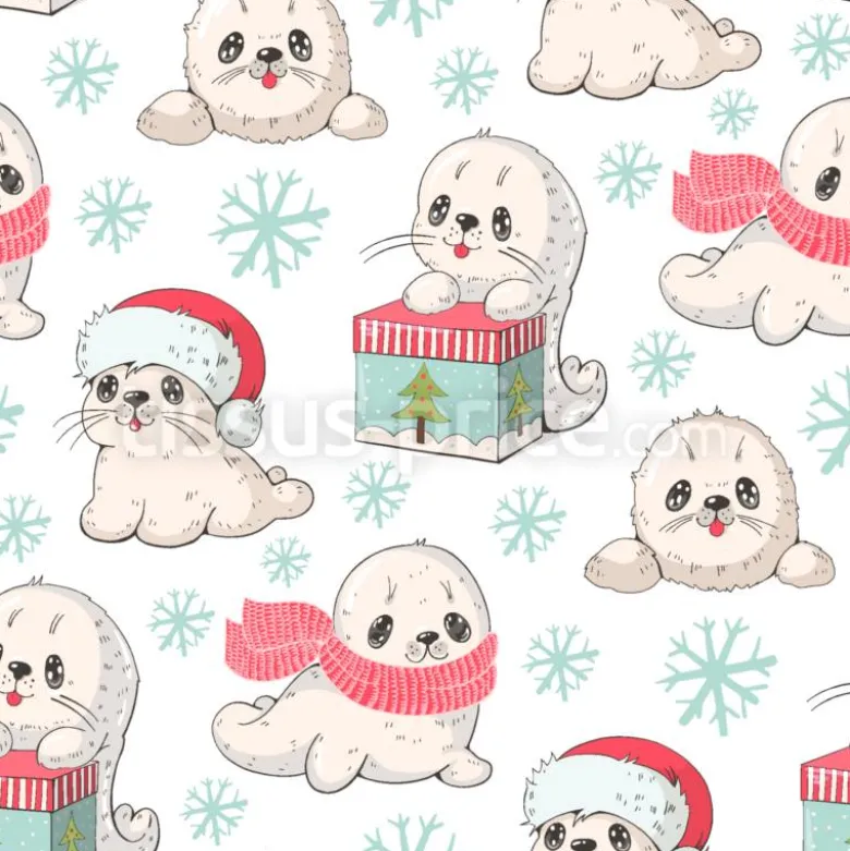 Tissu bébés phoques de Noël personnalisé