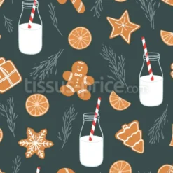 Tissu biscuits et boissons de Noël personnalisé