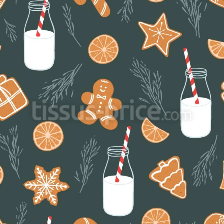Tissu biscuits et boissons de Noël personnalisé