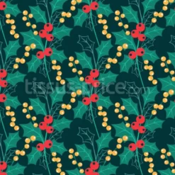 Tissu branches de houx personnalisé