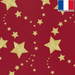 Tissu burlington rouge grenat imprimé étoiles dorées