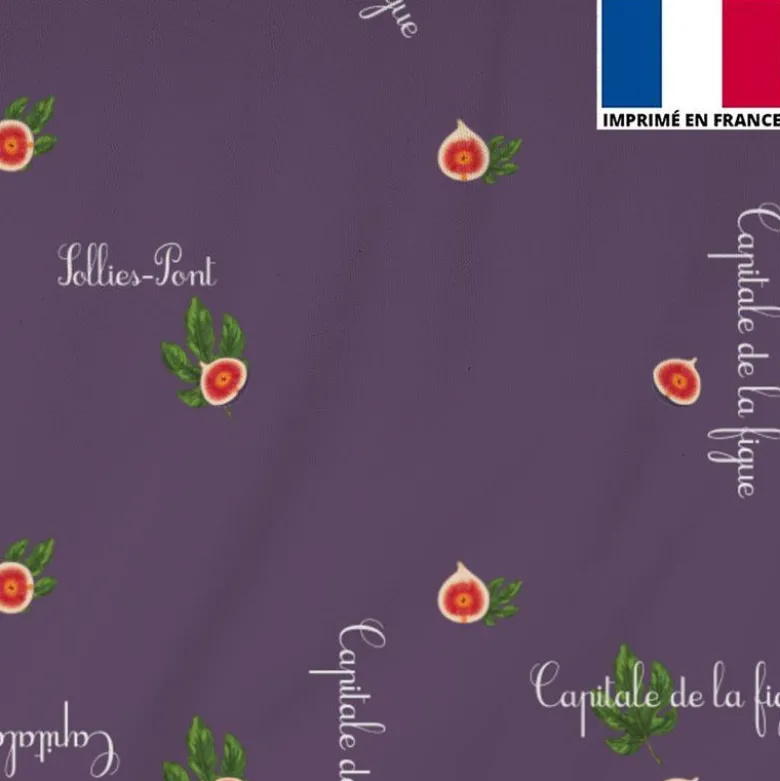 Tissu burlington violet imprimé figue de Solliès-Pont