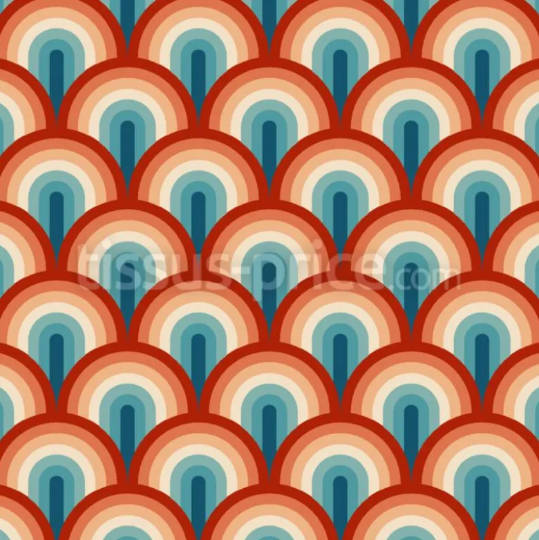 Tissu écailles arc-en-ciel rétro personnalisé