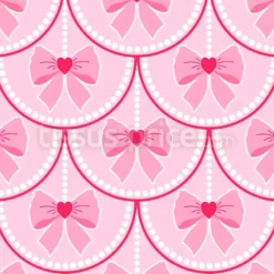 Tissu Écailles de rubans cœurs et perles personnalisé