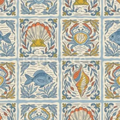 Tissu carreaux marins personnalisé