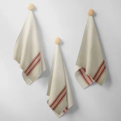 Tissu coton pour torchon rayure rouge