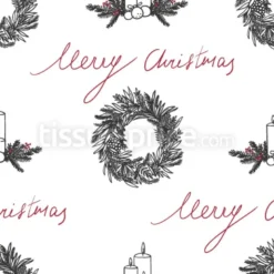 Tissu couronnes et bougies de Noël personnalisé