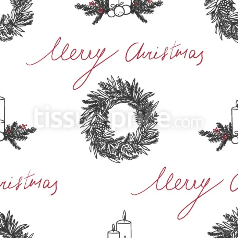 Tissu couronnes et bougies de Noël personnalisé