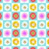 Tissu damier floral rétro personnalisé