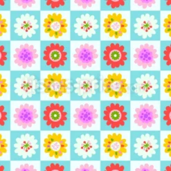 Tissu damier floral rétro personnalisé