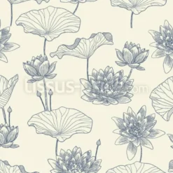Tissu fleur de lotus vintage personnalisé