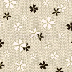 Tissu Fleur japonaise et vague graphique personnalisé