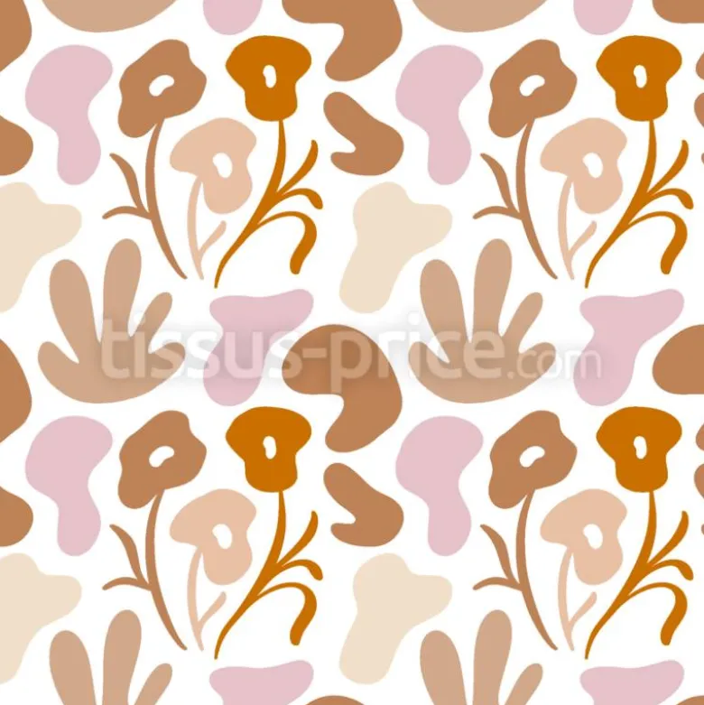 Tissu fleurs formes organiques personnalisé