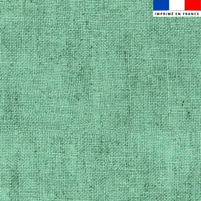 Tissu imperméable aspect lin vert pastel