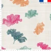 Tissu imperméable beige effet chiné motif fleur multicolore