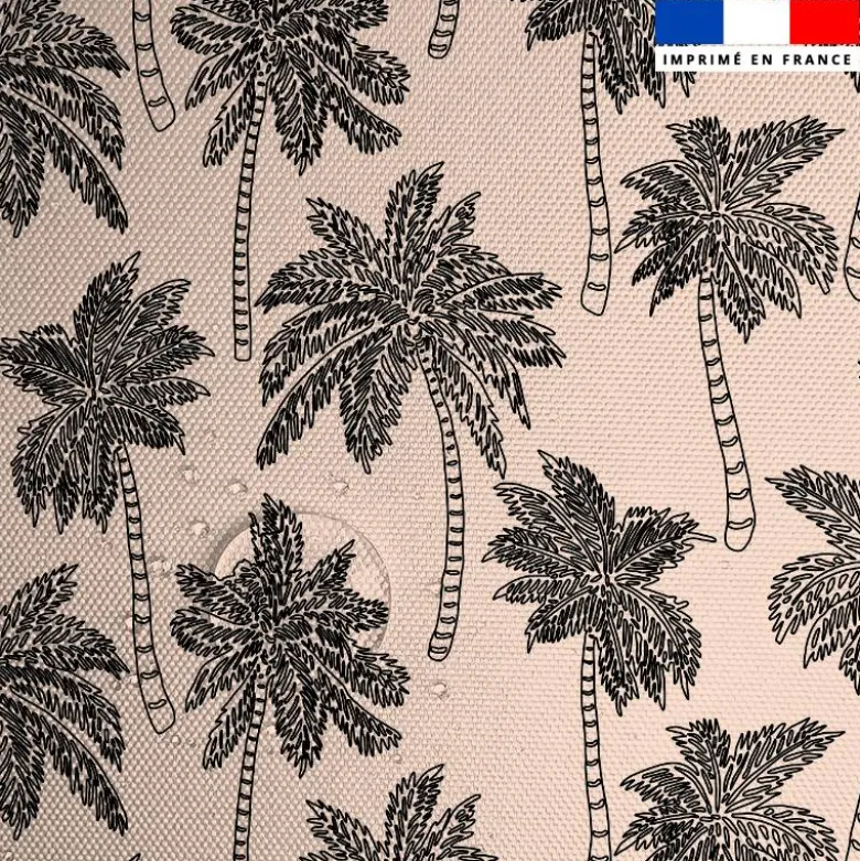 Tissu imperméable beige motif palmier