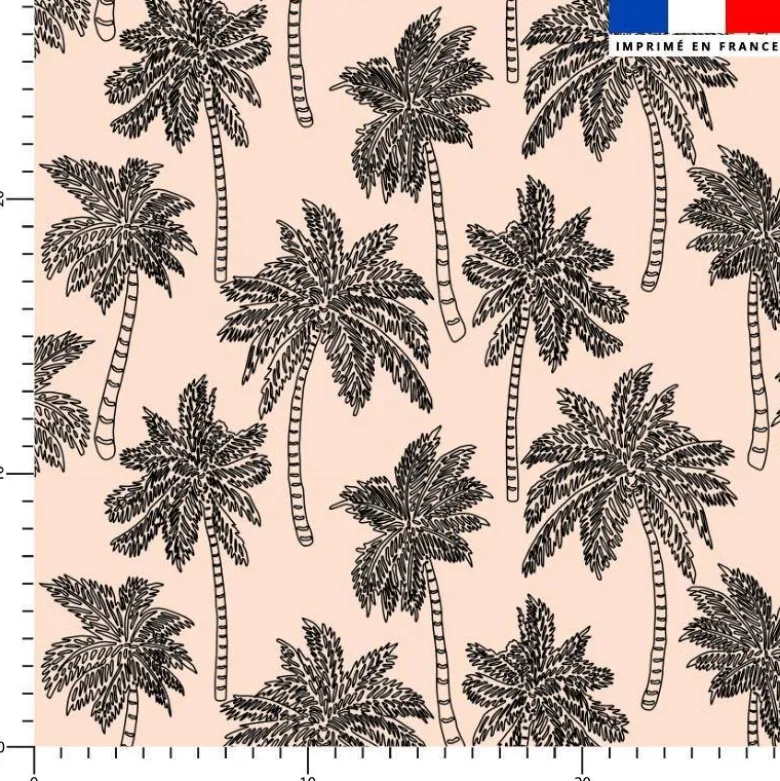 Tissu imperméable beige motif palmier