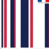 Tissu imperméable blanc motif bayadère bleue et rouge