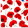 Tissu imperméable blanc motif grand coquelicot