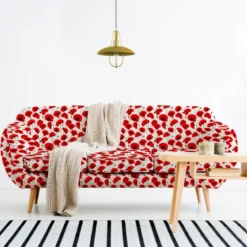 Tissu imperméable blanc motif grand coquelicot
