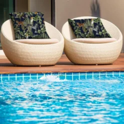 Tissu imperméable bleu marine motif jungle et animaux