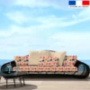 Tissu imperméable crème motif fleurs colorées