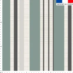 Tissu imperméable écru motif bayadère vert de gris