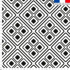 Tissu imperméable écru motif ethnique noir